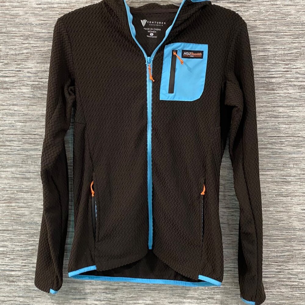 Ventures Endurance Jacket Womens S Brown Blue Hot Chocolate Run Hoodie Fleece